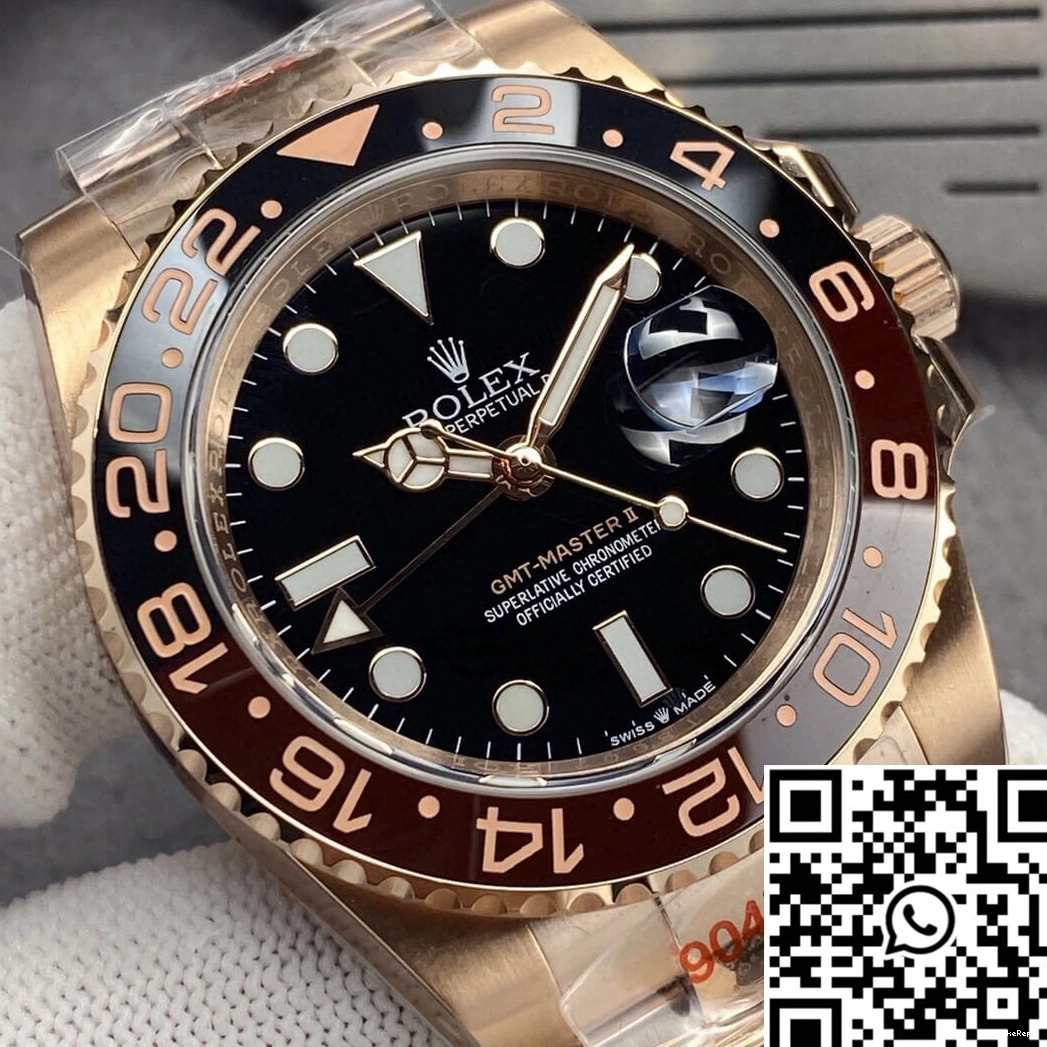 126715CHNR-0001 Dial GMT GM Gold Black Factory Master II Rose Rolex 1006